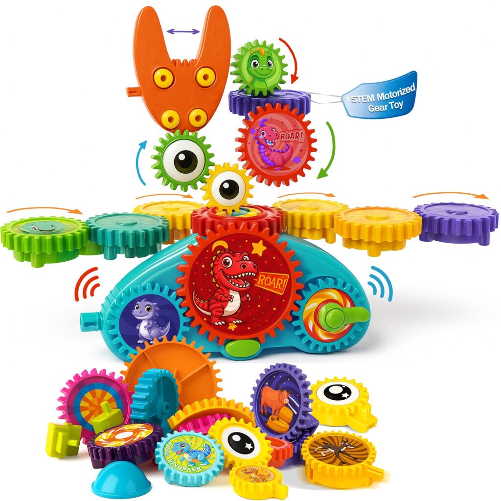 Gears Building Blocks Toy – Colorful STEM Construction Set for Kids 3+