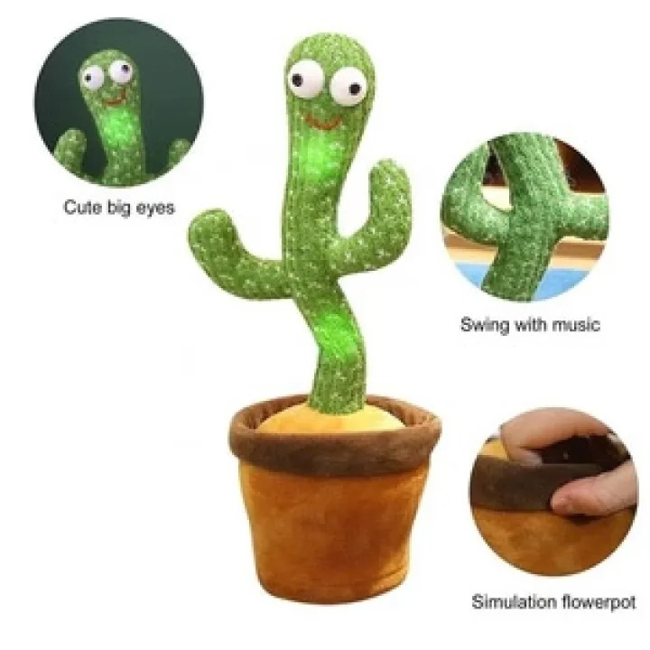 Dancing Cactus Toy with Cap – USB Rechargeable Singing & Voice Recording Plush - Image 2
