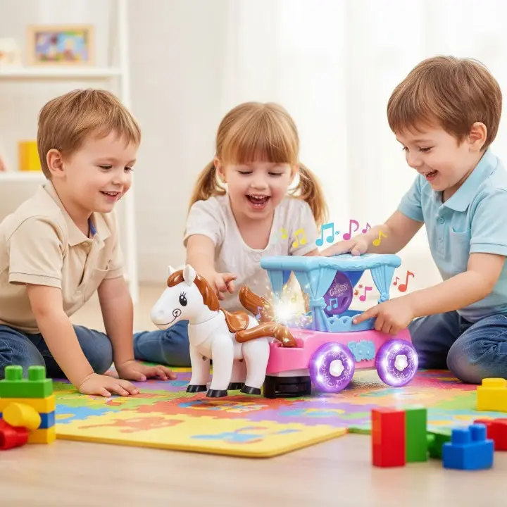 Cartoon Flash Carriage Musical Toy – Light & Sound Toy for Babies & Toddlers - Image 3