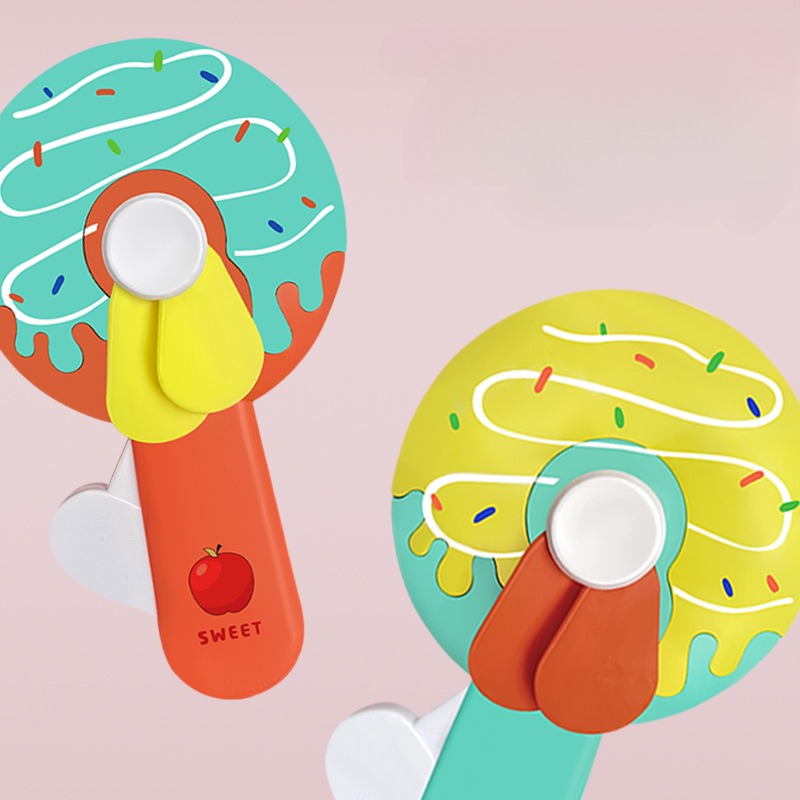 Donut Cartoon Mini Handheld Fan for Kids – Portable USB Rechargeable Fan - Image 2