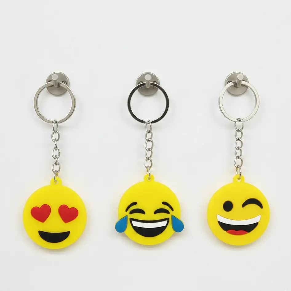 Emoji Reaction Keychains for Kids – Pack of 3 Round Smiley Face Charms - Image 3