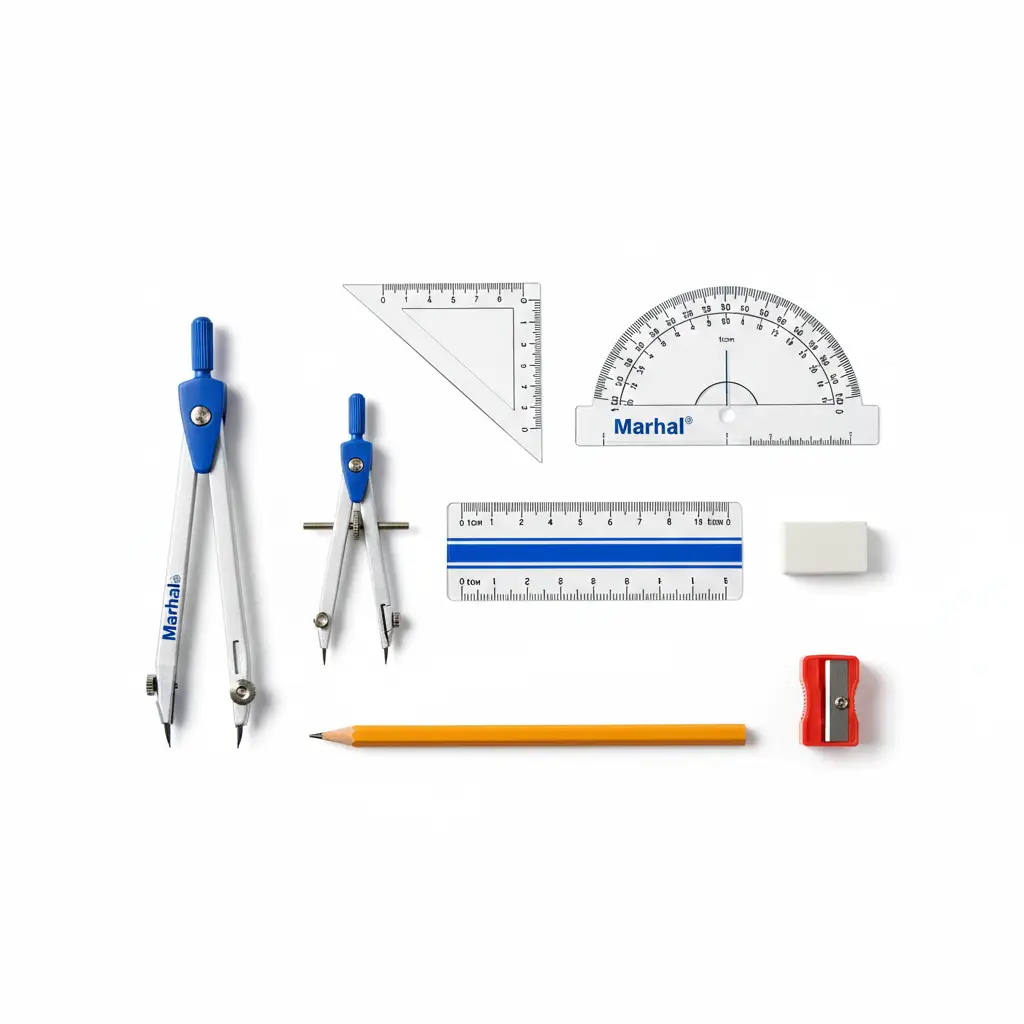 9-Piece Mathematical Geometry Instruments Set – Complete School Geometry Box - Image 3