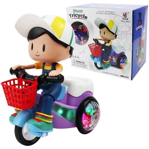 Musical Stunt Tricycle Toy with 360° Rotation & 3D Flashing Lights for Kids - Image 2