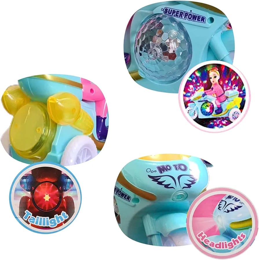 Princess Motorbike Bump & Go Toy with Lights, Music & Doll – Girls Pretend Play - Image 3