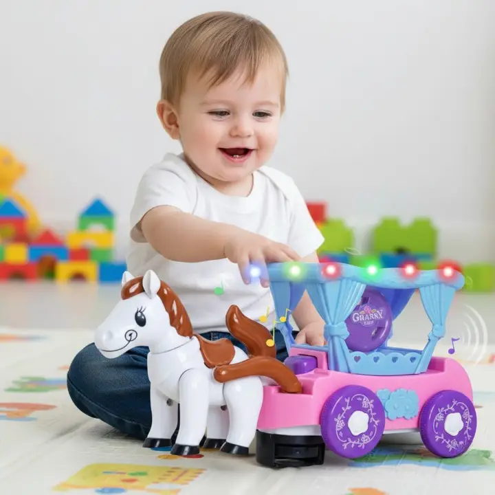 Cartoon Flash Carriage Musical Toy – Light & Sound Toy for Babies & Toddlers - Image 4