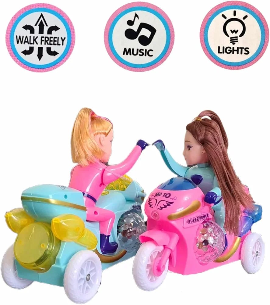 Princess Motorbike Bump & Go Toy with Lights, Music & Doll – Girls Pretend Play