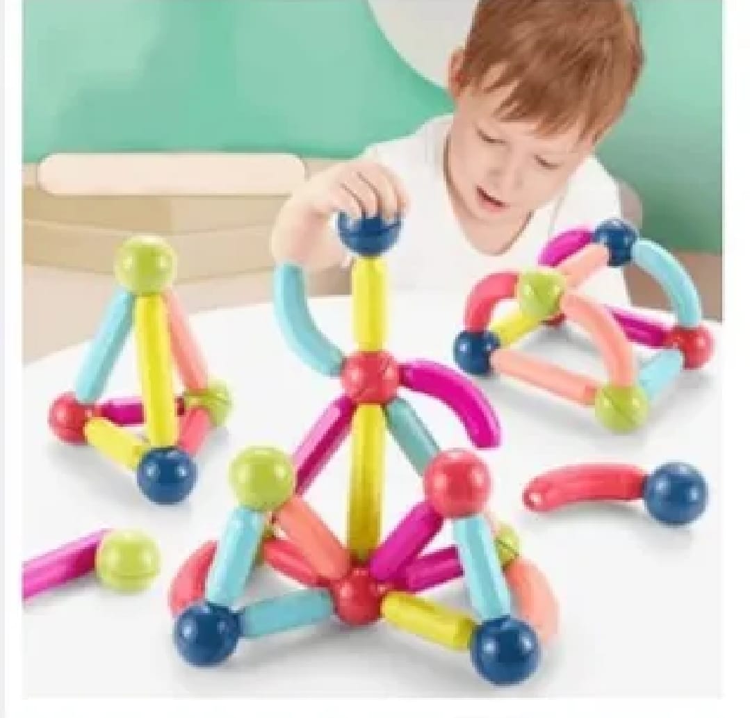 Magnetic Building Blocks Set 36-Piece – STEM Magnet Balls & Rods for Toddlers - Image 3