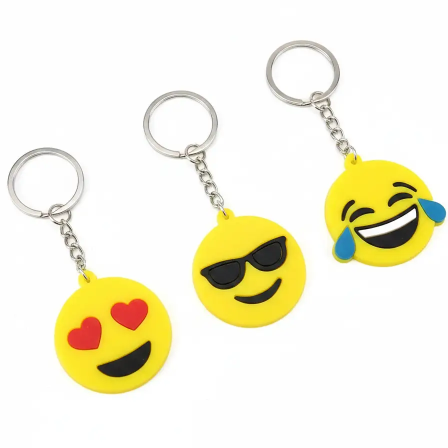 Emoji Reaction Keychains for Kids – Pack of 3 Round Smiley Face Charms