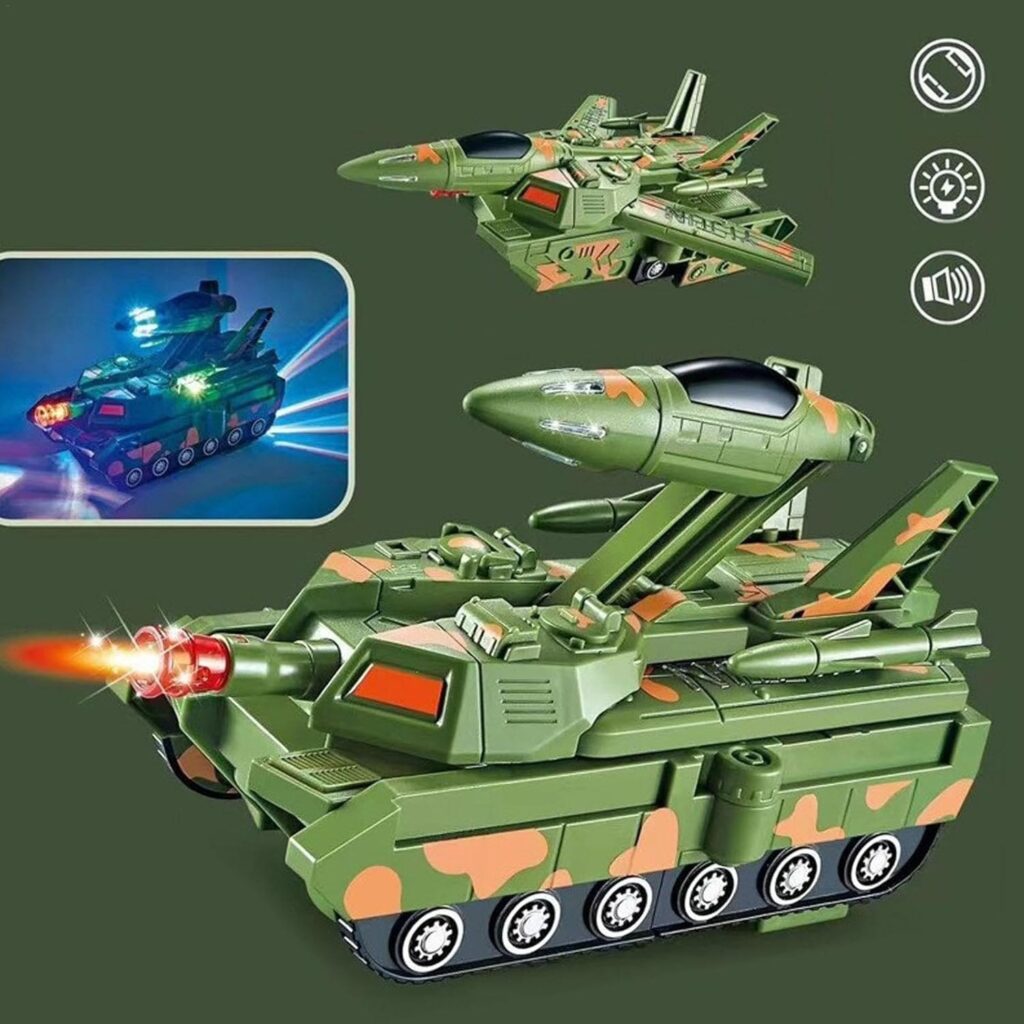2-in-1 Military Aircraft & Tank Transformable Toy – Fighter Jet to Tank Conversion