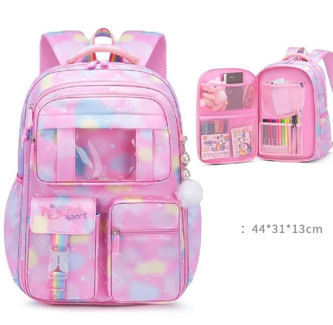 Princess Rainbow School Backpack for Girls – Large Ergonomic Pastel Book Bag - Image 2