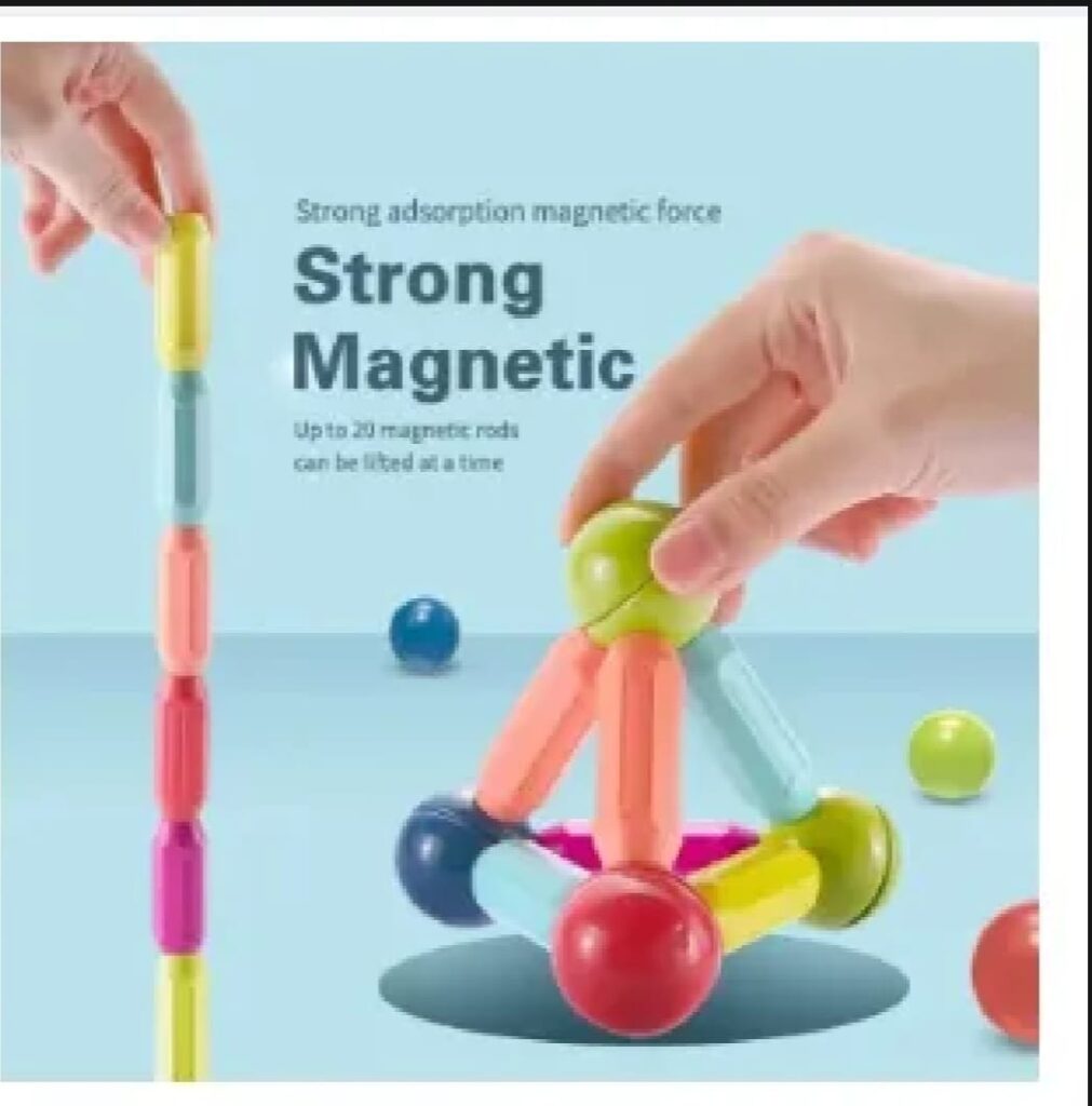 Magnetic Building Blocks Set 36-Piece – STEM Magnet Balls & Rods for Toddlers