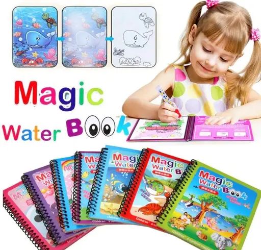 Magic Water Coloring Book for Toddlers – Reusable 8-Page Painting Book with Water Pen