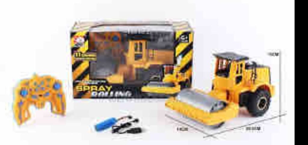 RC Road Roller Construction Toy with Water Spray Effect – Remote Control Heavy Machinery