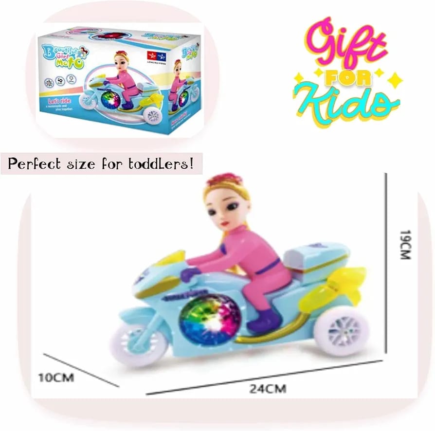 Princess Motorbike Bump & Go Toy with Lights, Music & Doll – Girls Pretend Play - Image 2