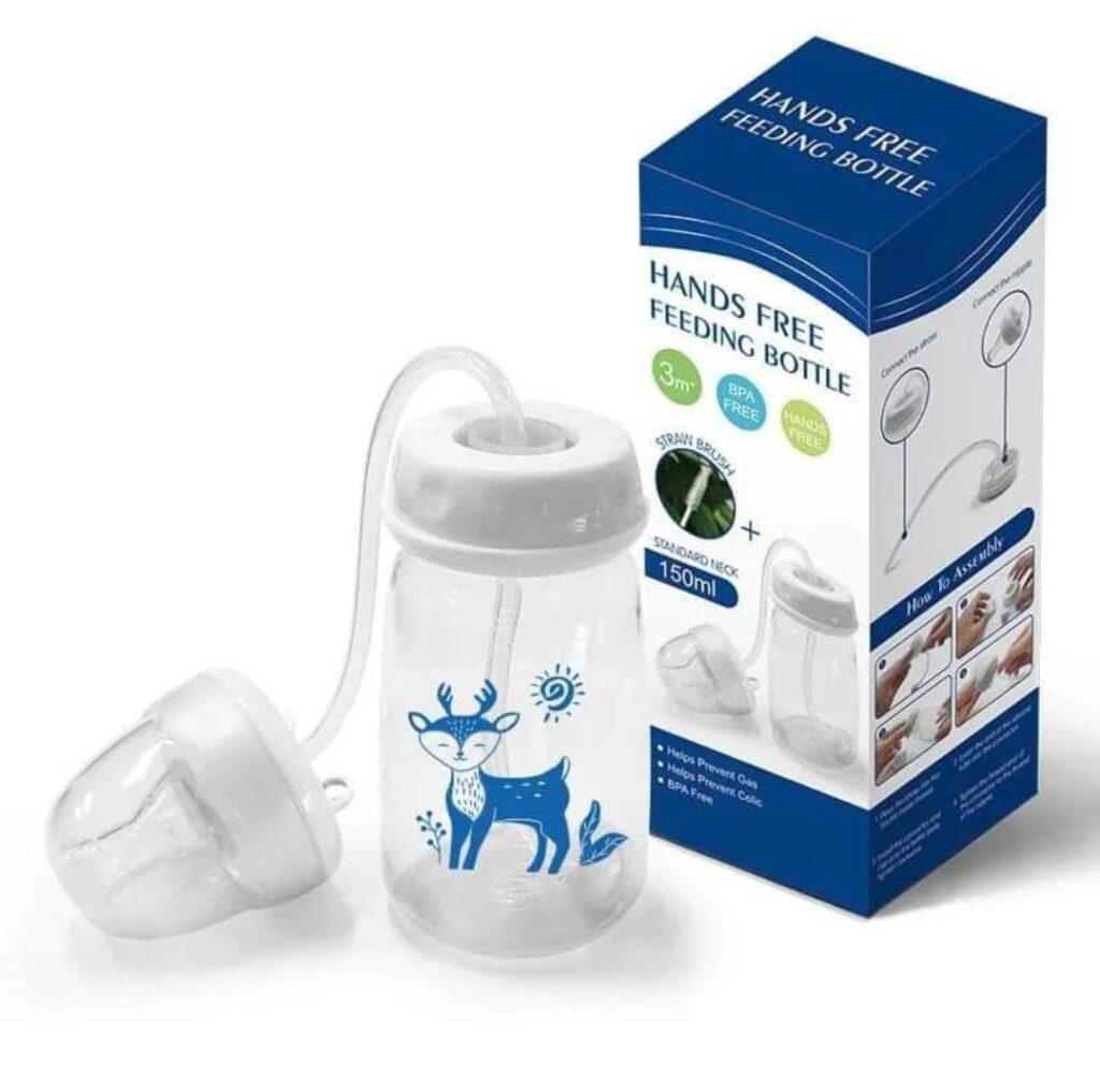Hands-Free Baby Feeder Bottle 150ml – BPA-Free Anti-Colic Self-Feeding Bottle