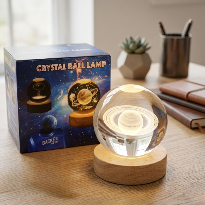 3D Crystal Ball LED Galaxy Lamp – Saturn Shape Night Light for Kids' Rooms - Image 2