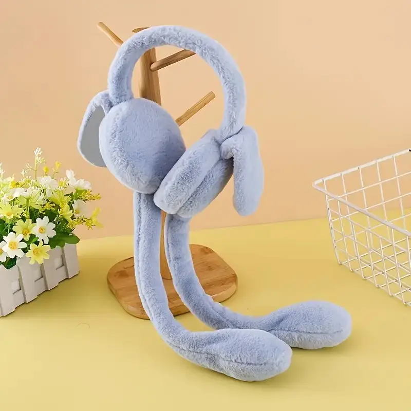 Jumping Rabbit Earmuffs Hat for Kids – Plush Squeeze Airbag Toy Cap with Moving Ears