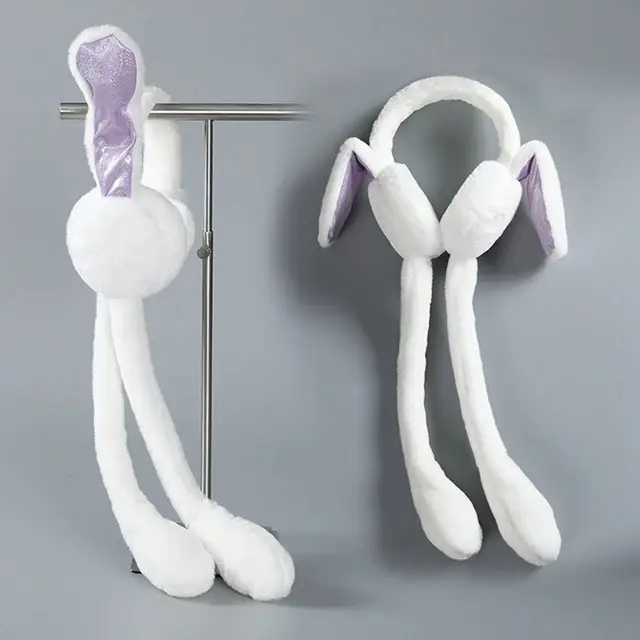 Jumping Rabbit Earmuffs Hat for Kids – Plush Squeeze Airbag Toy Cap with Moving Ears - Image 3