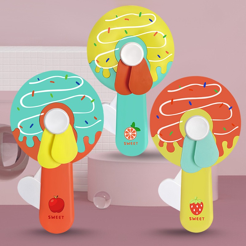 Donut Cartoon Mini Handheld Fan for Kids – Portable USB Rechargeable Fan - Image 3