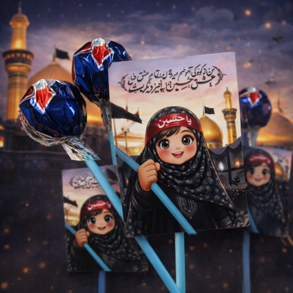 Muharram Niyaz Lollipop Gift Cards for Kids – Pack of 12 Islamic Giveaway Cards