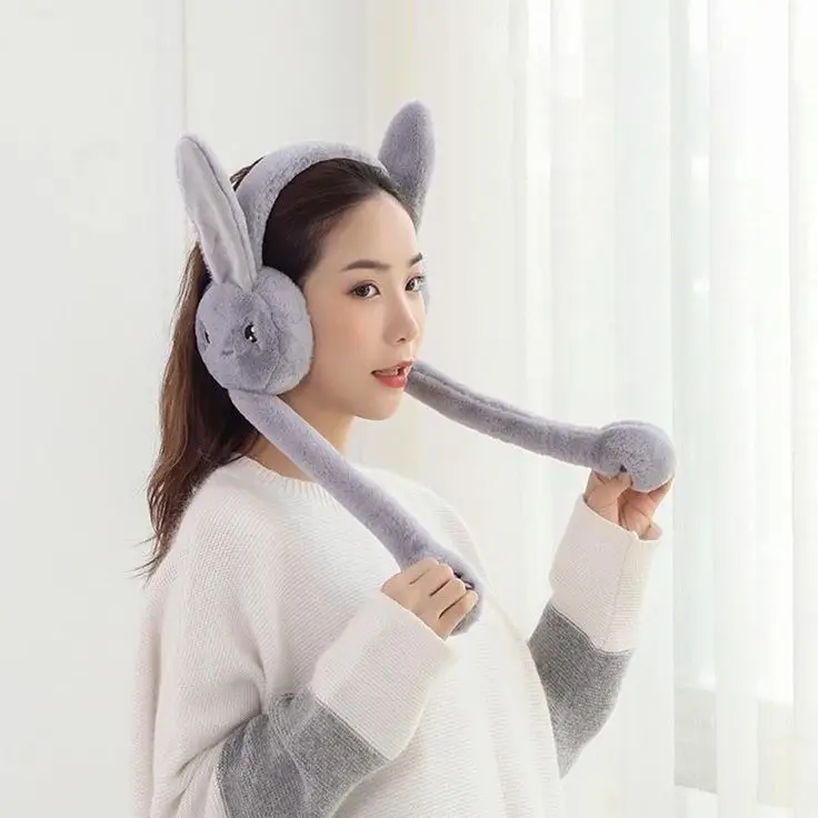 Jumping Rabbit Earmuffs Hat for Kids – Plush Squeeze Airbag Toy Cap with Moving Ears - Image 4