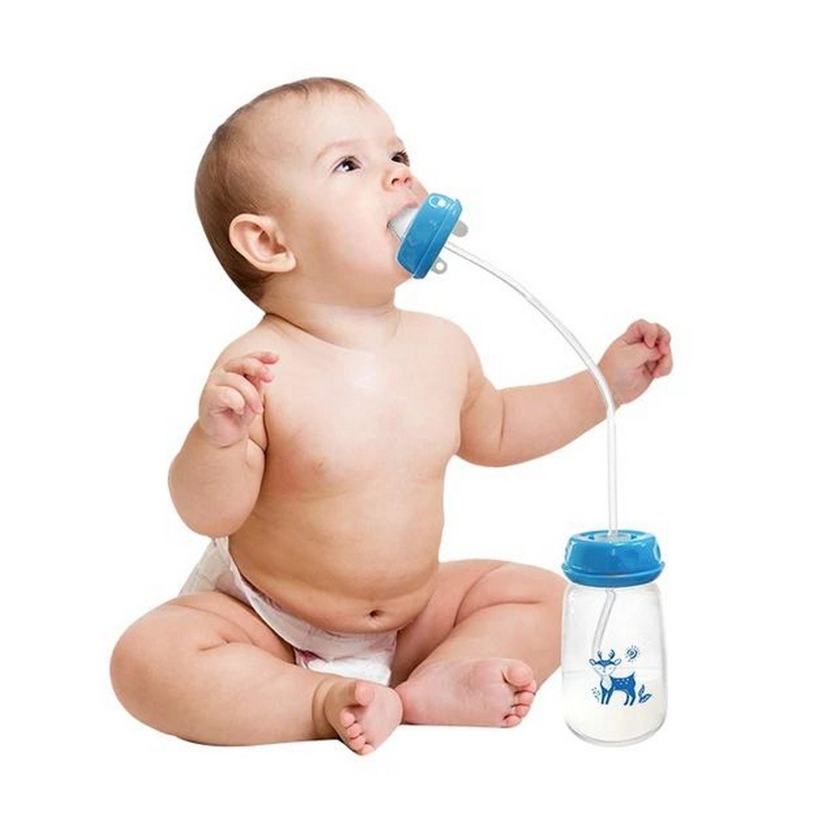 Hands-Free Baby Feeder Bottle 150ml – BPA-Free Anti-Colic Self-Feeding Bottle - Image 2