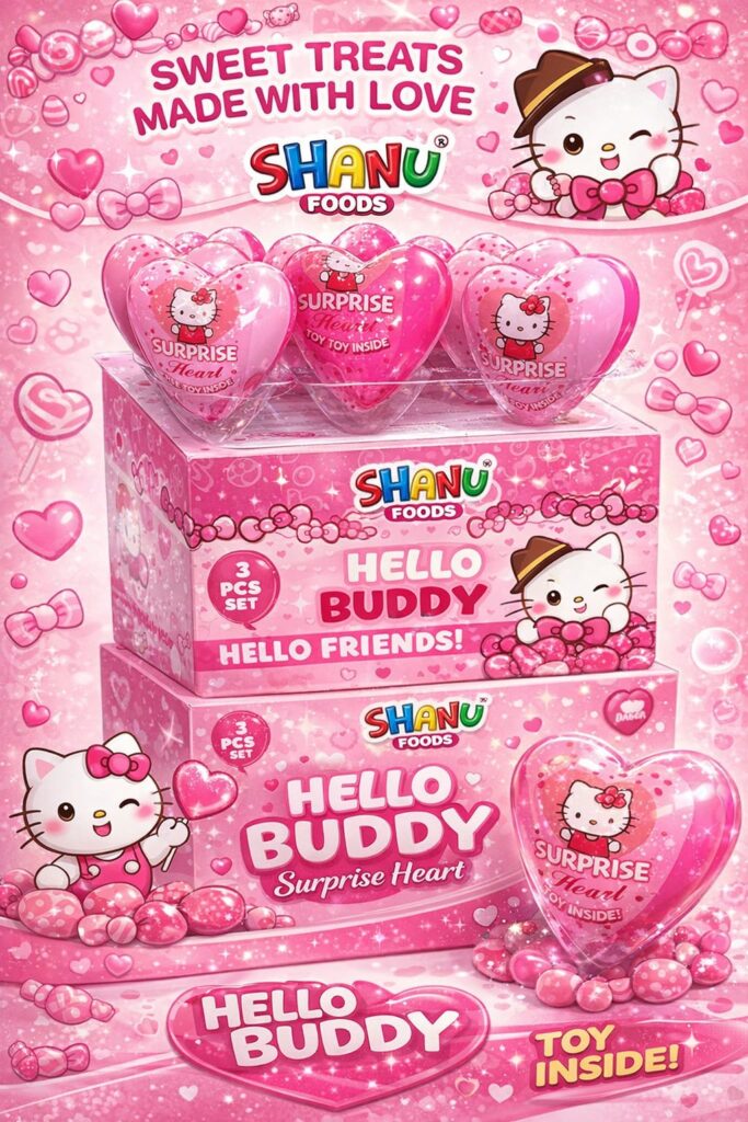 Hello Buddy Surprise Heart Candies Box – 100 Piece Sweet Gift for Kids