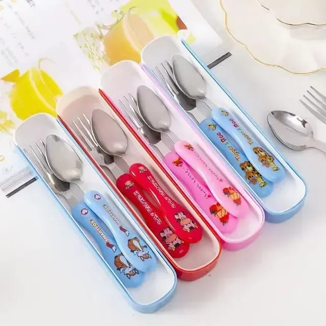 Kids Stainless Steel Cartoon Cutlery Set – Ergonomic Spoon & Fork for Toddlers - Image 2