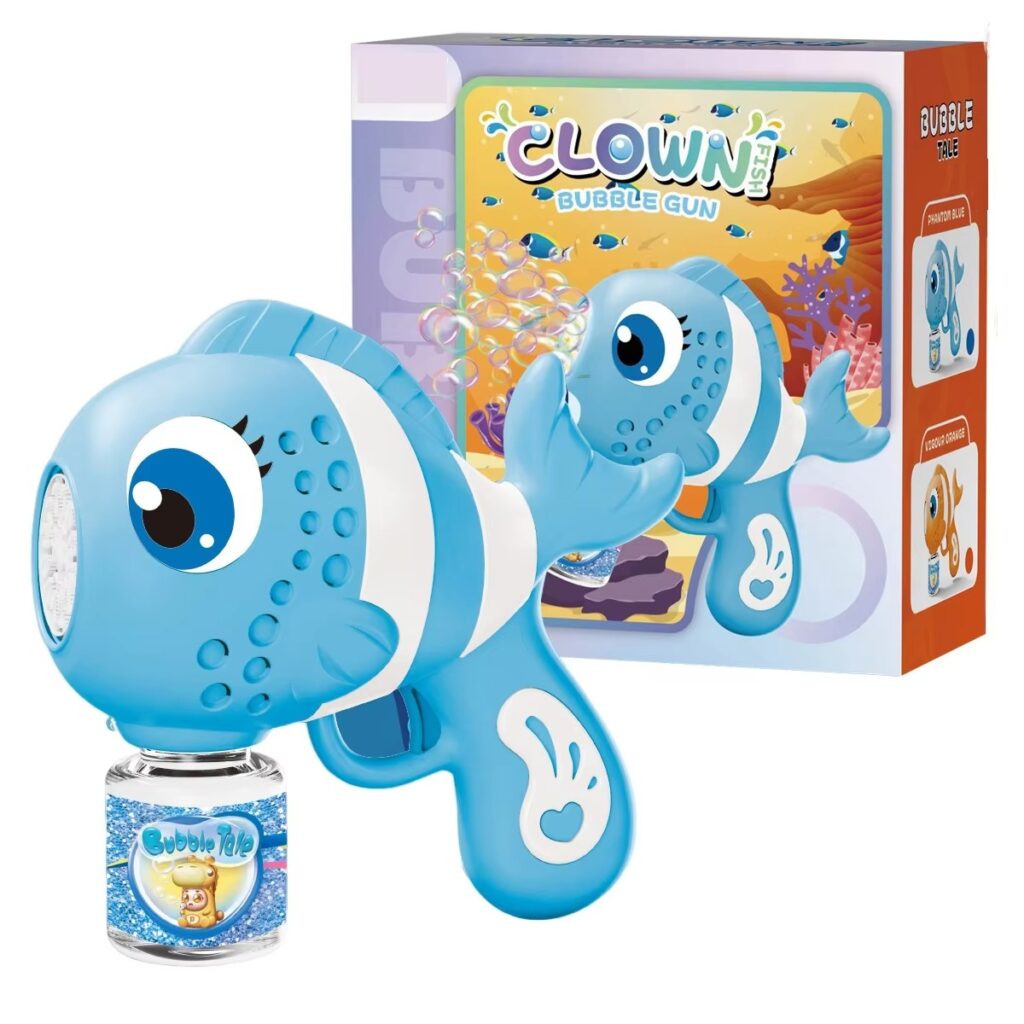 Fish Bubble Gun Toy with Lights & Sounds – Automatic Bubble Blower for Kids