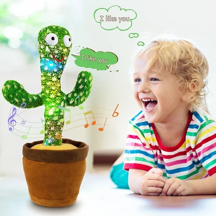Dancing Cactus Toy with Cap – USB Rechargeable Singing & Voice Recording Plush