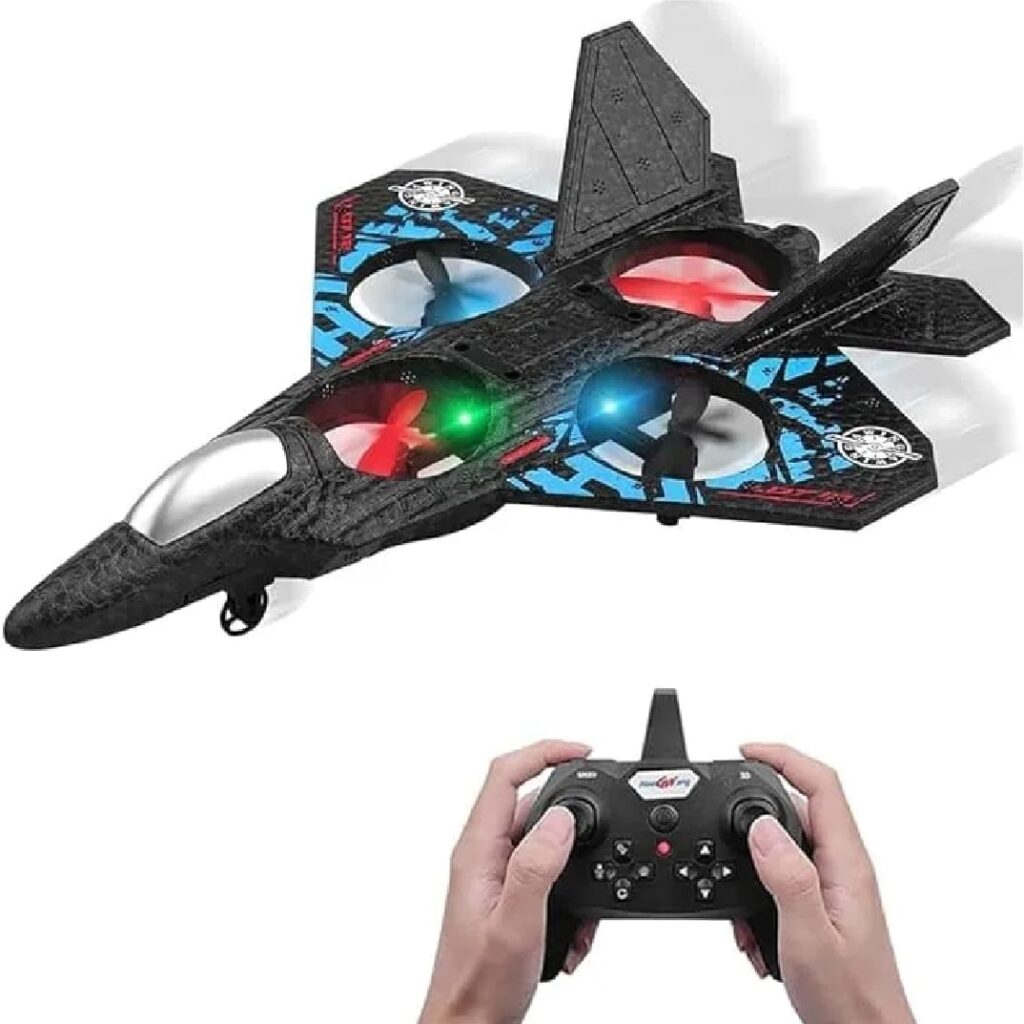 2.4G RC Fighter Jet Plane Toy – Remote Control Foam Airplane with Lights & Stunts