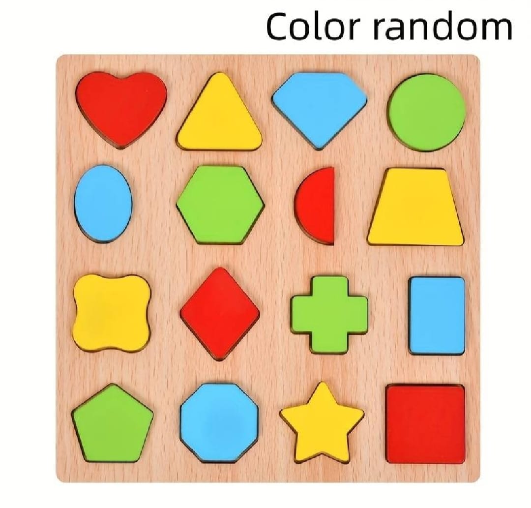 Colorful Geometric Shapes Wooden Cognitive Board Puzzle – Educational Learning Toy - Image 3