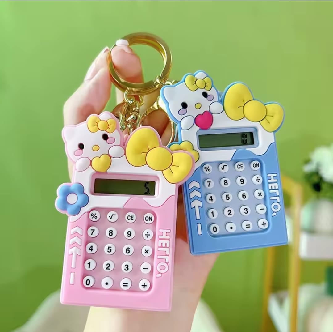 Mini Calculator Keychain – Cute Pink Kawaii Cartoon Portable Calculator - Image 2