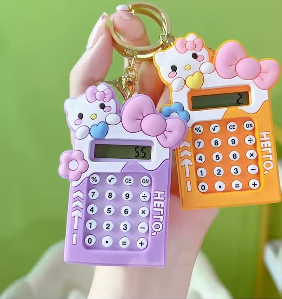 Mini Calculator Keychain – Cute Pink Kawaii Cartoon Portable Calculator - Image 3