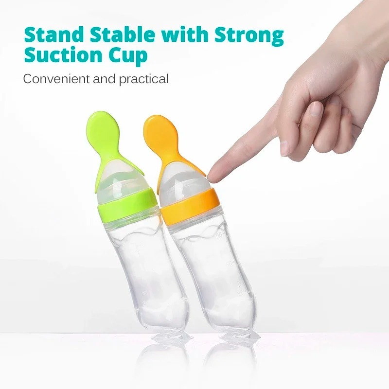 Silicone Squeeze Spoon Feeding Bottle for Baby – Soft Safe Food Dispensing Feeder - Image 2