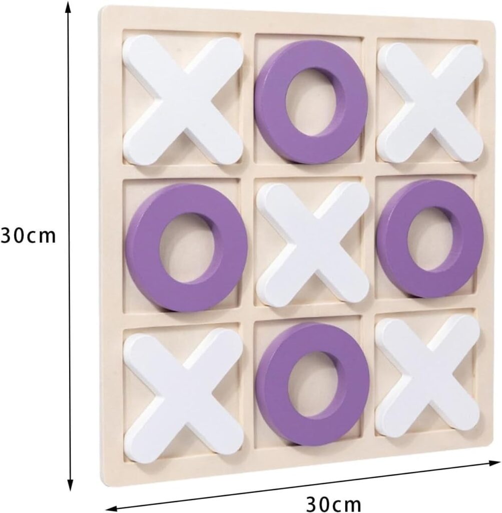 Wooden Tic-Tac-Toe Board Game – Classic XO Strategy Game for Kids & Families