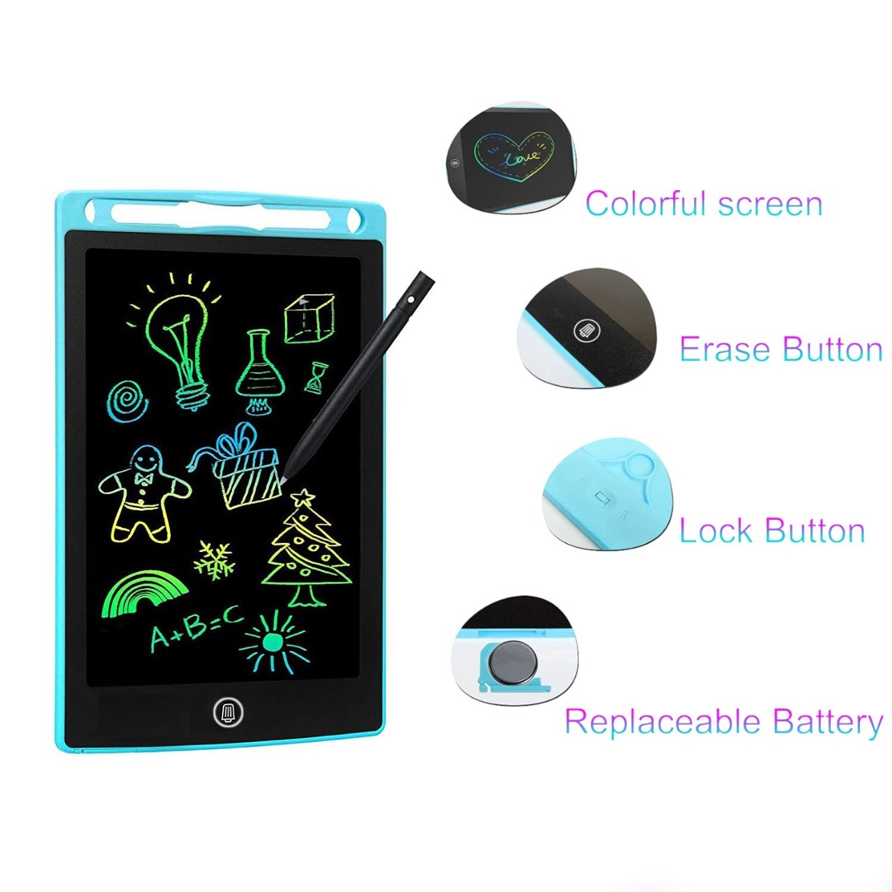 8.5 Inch LCD Writing Tablet for Kids – Colorful Doodle Board with Erase Button - Image 4