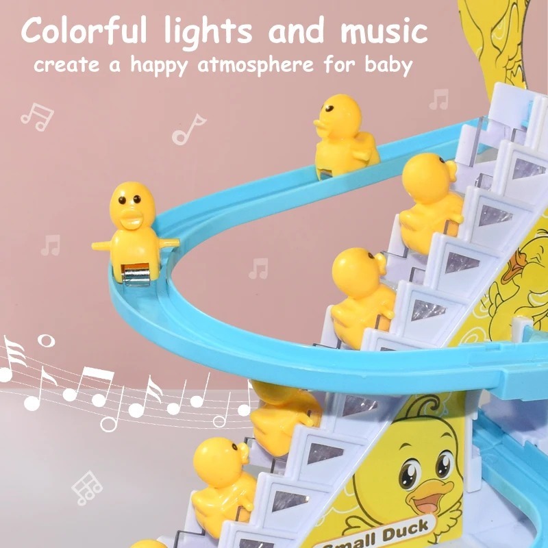Duck Slide Toy Set – Funny Automatic Stair-Climbing Ducklings Race Track
